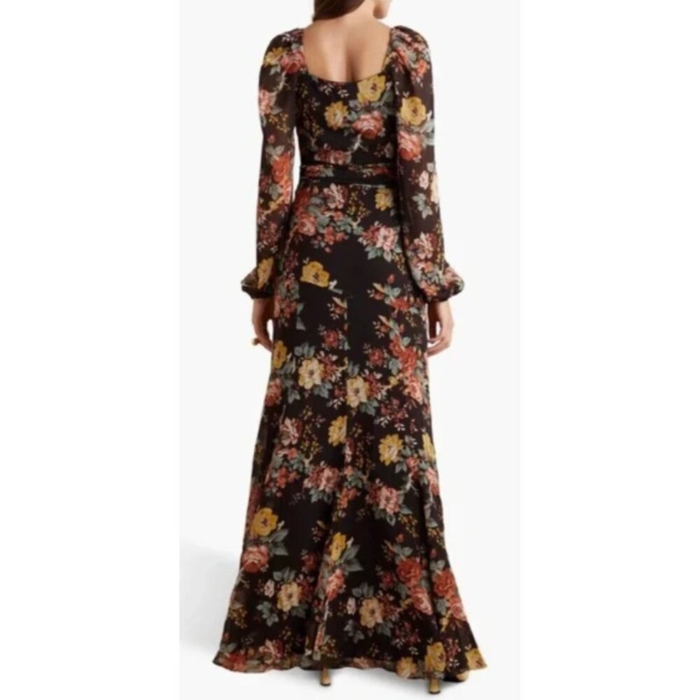 NWT $898 VERONICA BEARD RUNWAY AVANI BROWN FLORAL PRINT SILK MAXI DRESS SZ US 2 - Picture 4 of 10